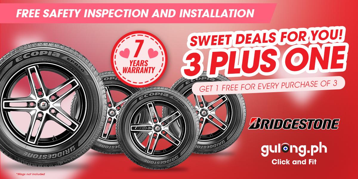 Buy 3 Get 1 FREE Bridgestone Tires
